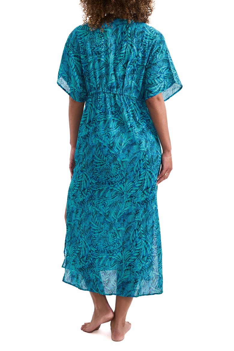 Dylan Midi Cotton Cover-Up Caftan, Alternate, color, FLORA