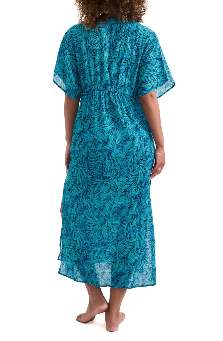 Mimi Flamingo Dylan Midi Cotton Cover-Up Caftan, Alternate, color, Flora