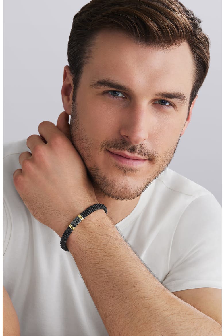 Men's Two-Tone Matte Black Ceramic Black Diamond Bracelet, Alternate, color, TWO TONE