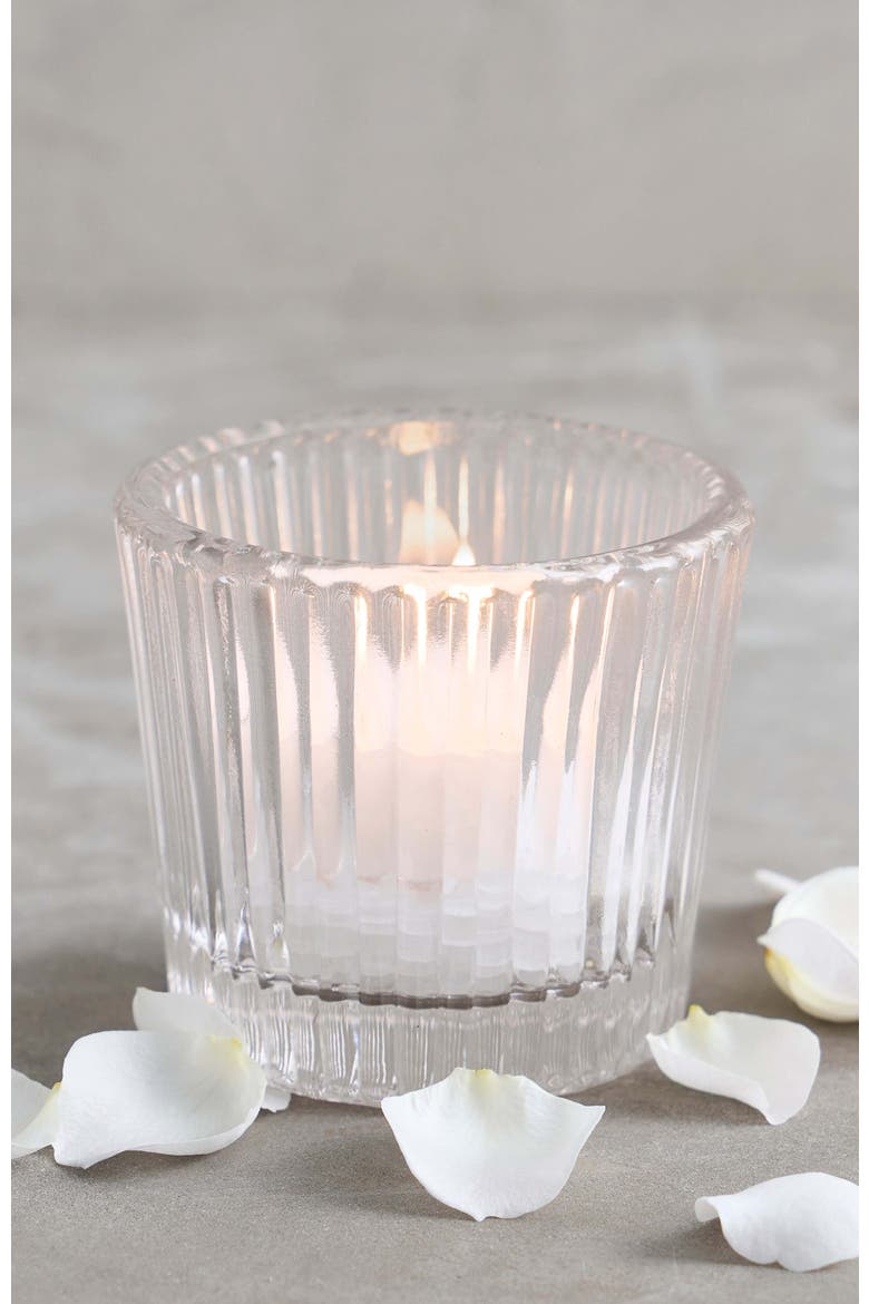 Pressed Clear Glass Tealight / Votive Holders - Set of 4, Alternate, color, Clear