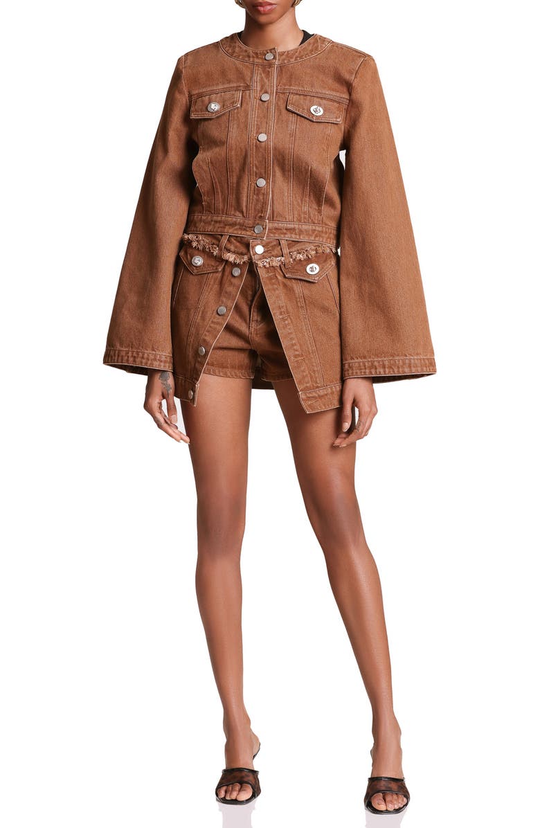 Avec Les Filles Cropped Trucker Jacket, Alternate, color, Washed Maple