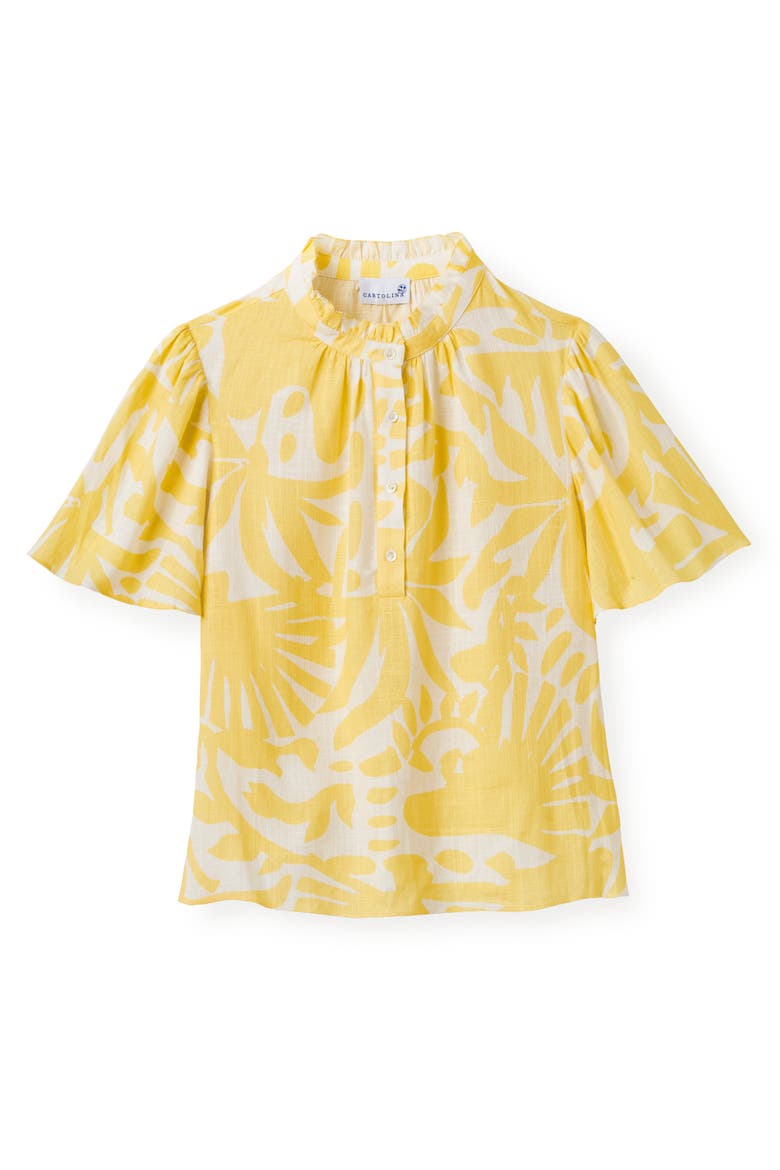 Emery Printed Linen Top, Main, color, Banana