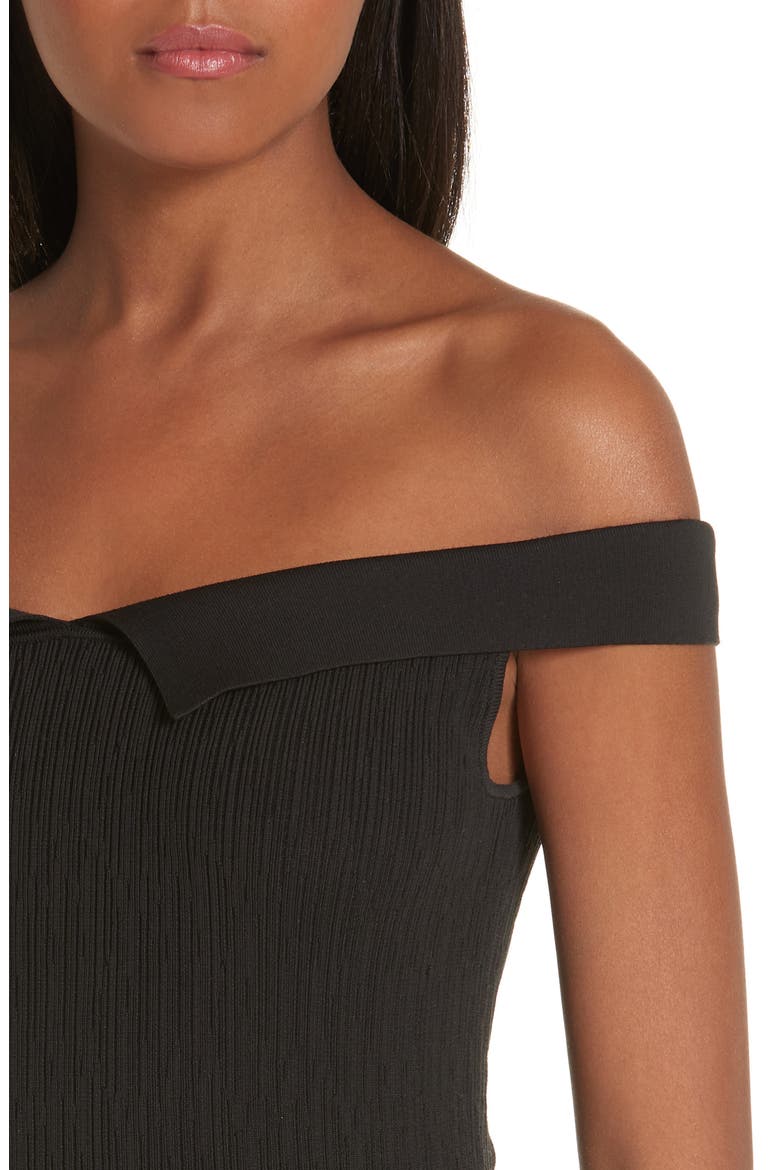 x Paramount Grease Ribbed Off the Shoulder Top (Nordstrom Exclusive), Alternate, color, DANNY BLACK