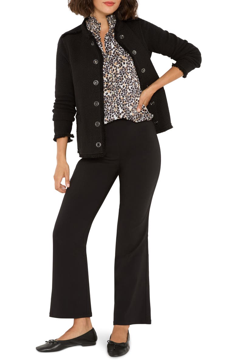 NIC+ZOE Military Fringe Mixed Knit Jacket, Alternate, color, Black Onyx