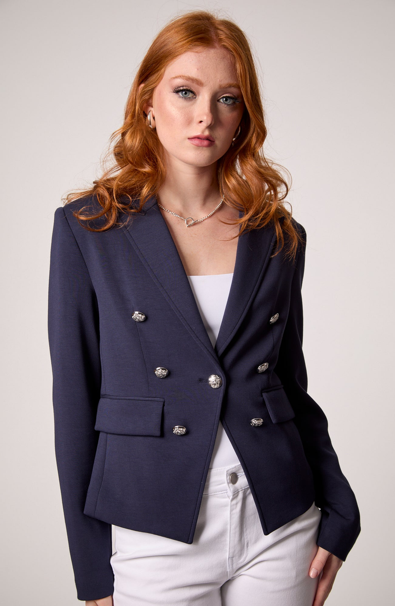 BLUE REVIVAL Kasey Hooded Blazer, Alternate, color, Navy