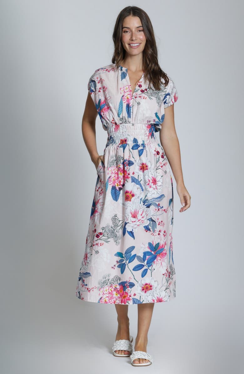 APNY Floral Print Midi Dress, Alternate, color, Blush