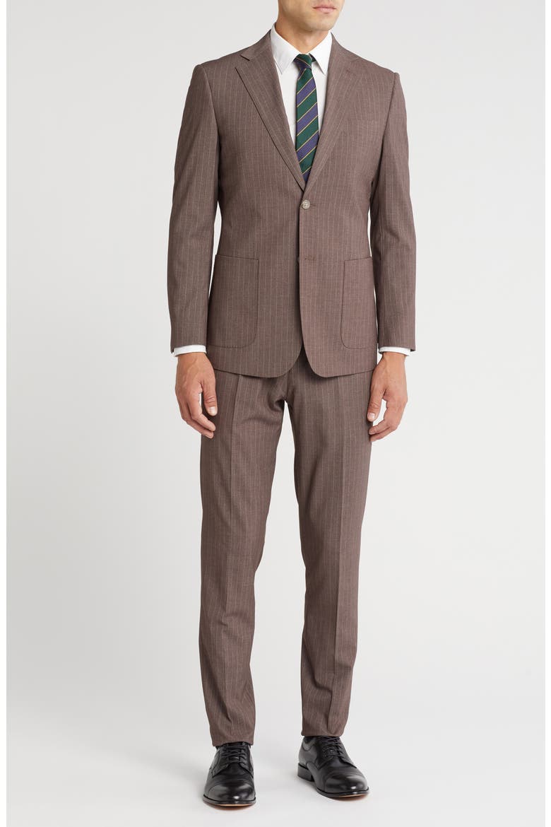 Two-Button Flat Front Suit, Main, color, BROWN