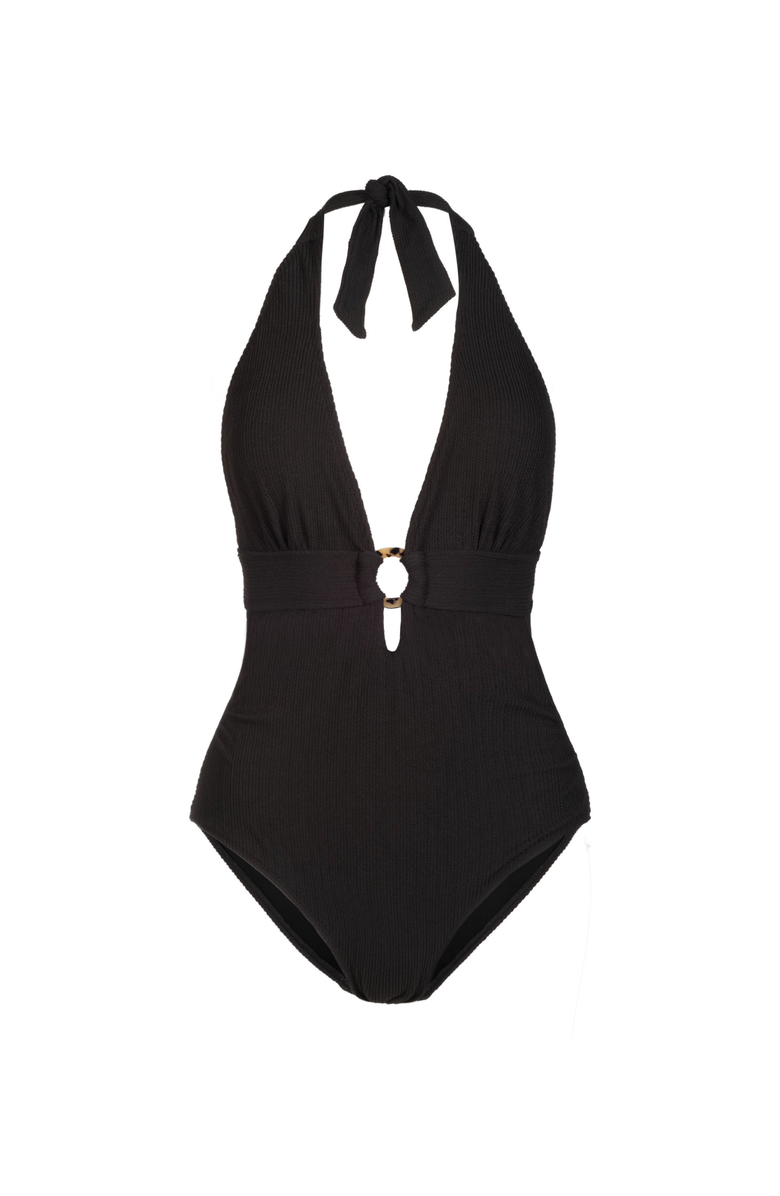 Change of Scenery Gabrielle Halter One Piece, Main, color, Black Texture