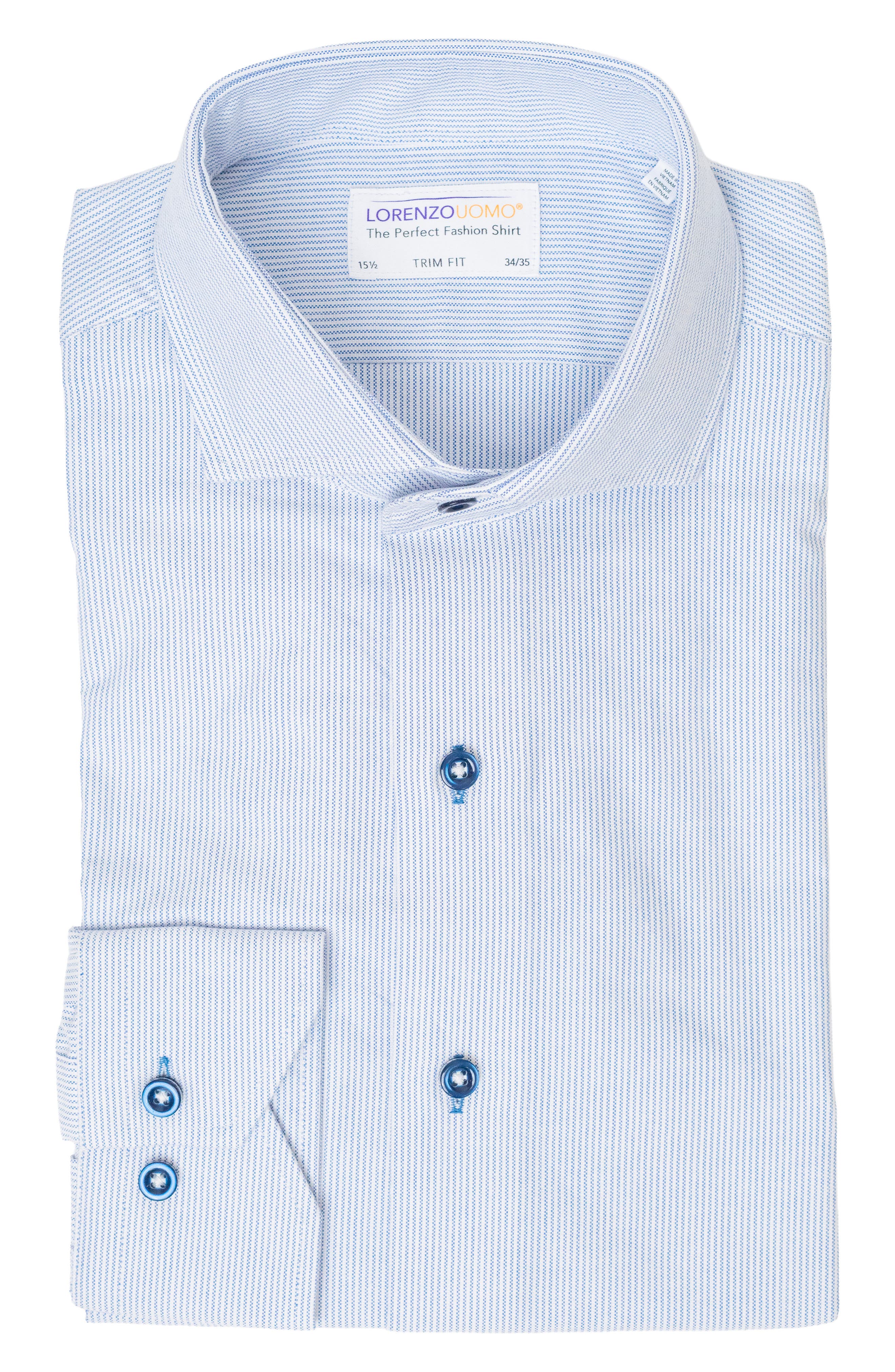 Lorenzo Uomo Textured Vertical Stripe Trim Fit Shirt