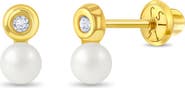 In Season Jewelry 14k Clear CZ Drop Girl Earrings