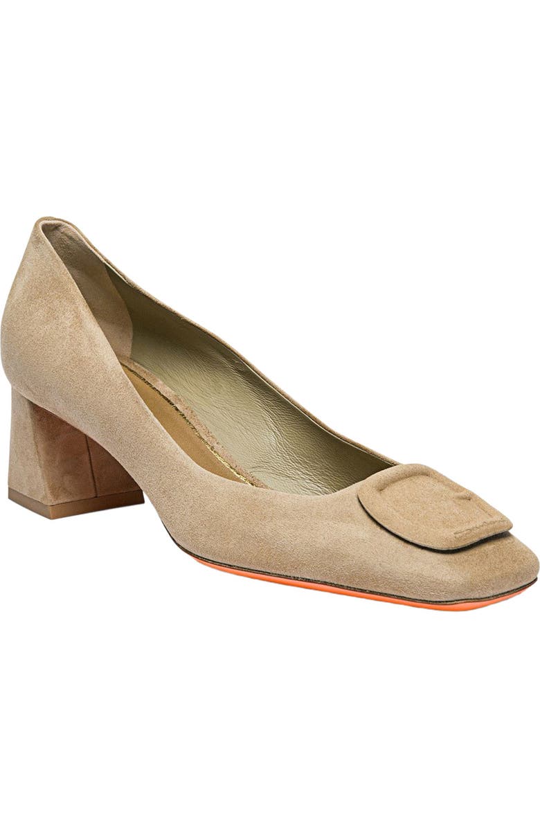 Santoni Women's suede low-heel pump, Alternate, color, Beige