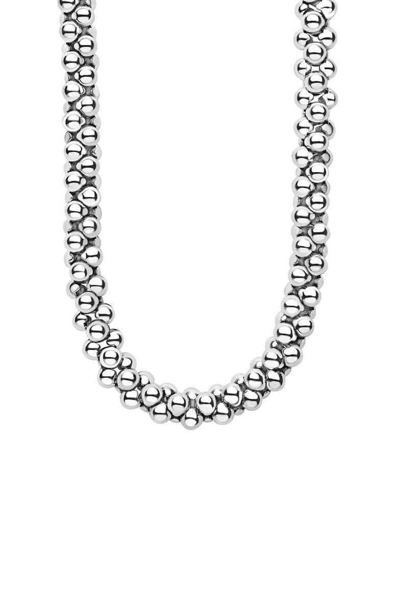 Caviar Bubbly Beaded Necklace, Main, color, STERLING SILVER