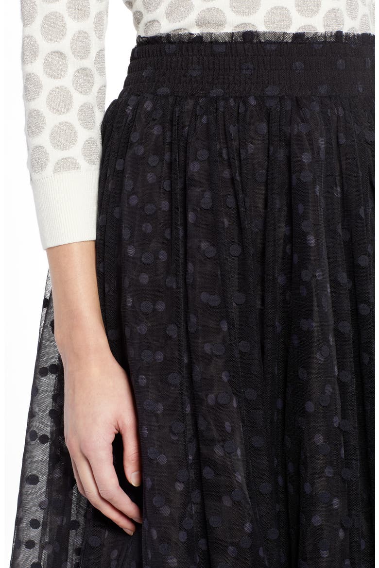 x Atlantic-Pacific Polka Dot Tulle Maxi Skirt, Alternate, color, BLACK
