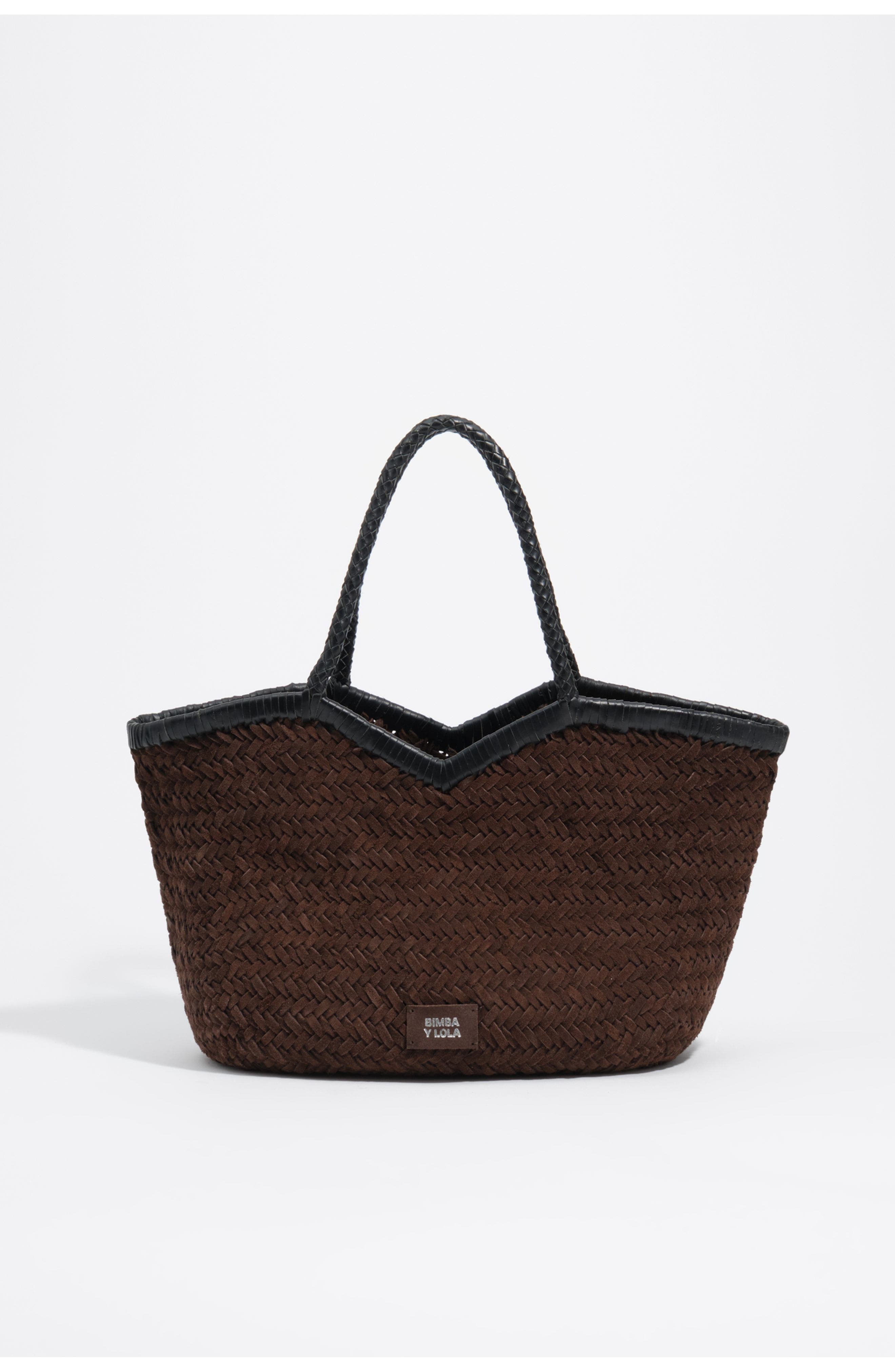 Large Braided Leather Shopper, Alternate, color, CHOCOLATE
