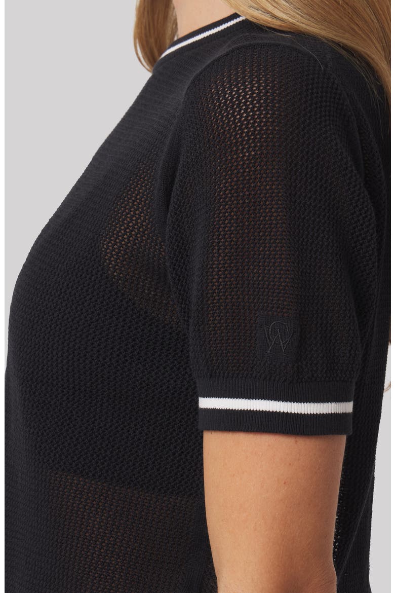 Sydney Cotton Mesh Golf T-Shirt, Alternate, color, BLACK WHITE