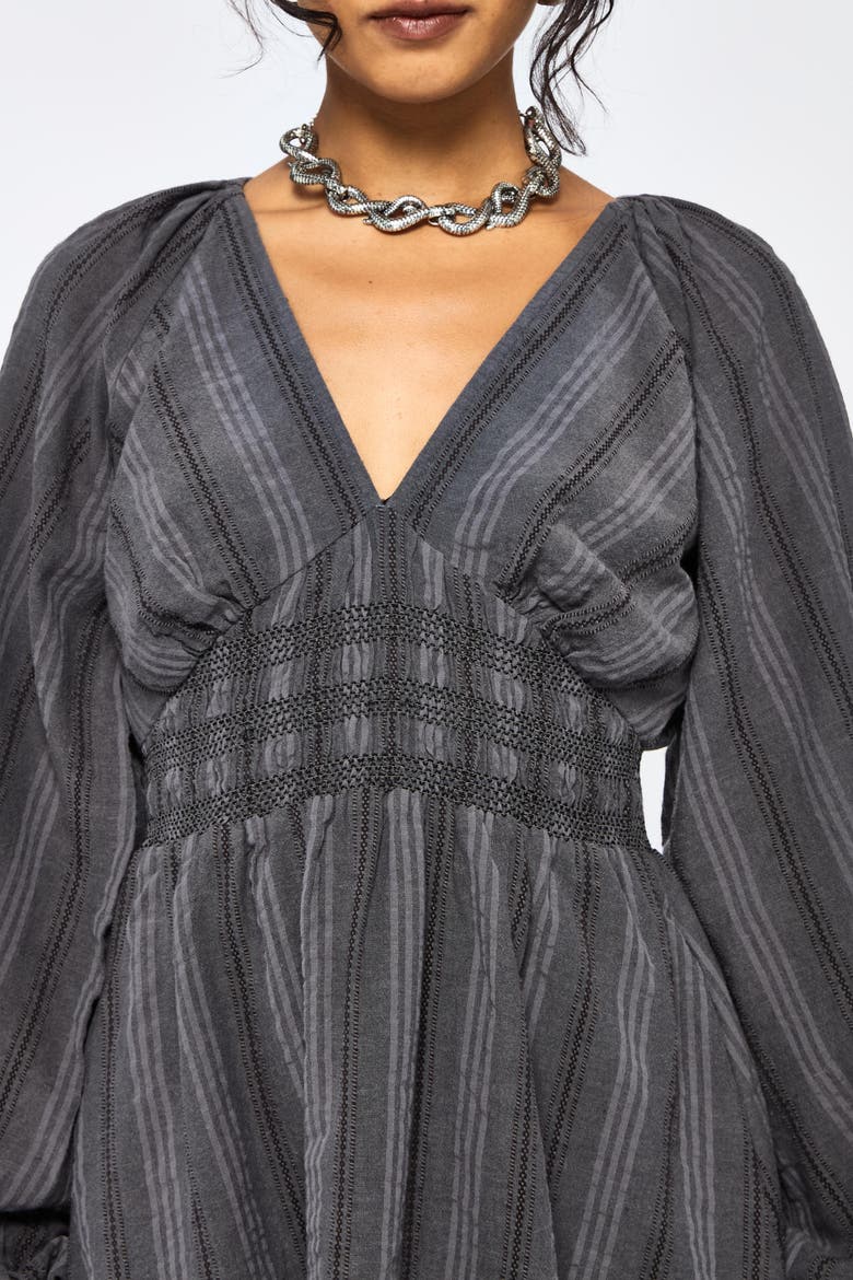 Grove Cotton Blend Smock Mini Dress, Alternate, color, Grey