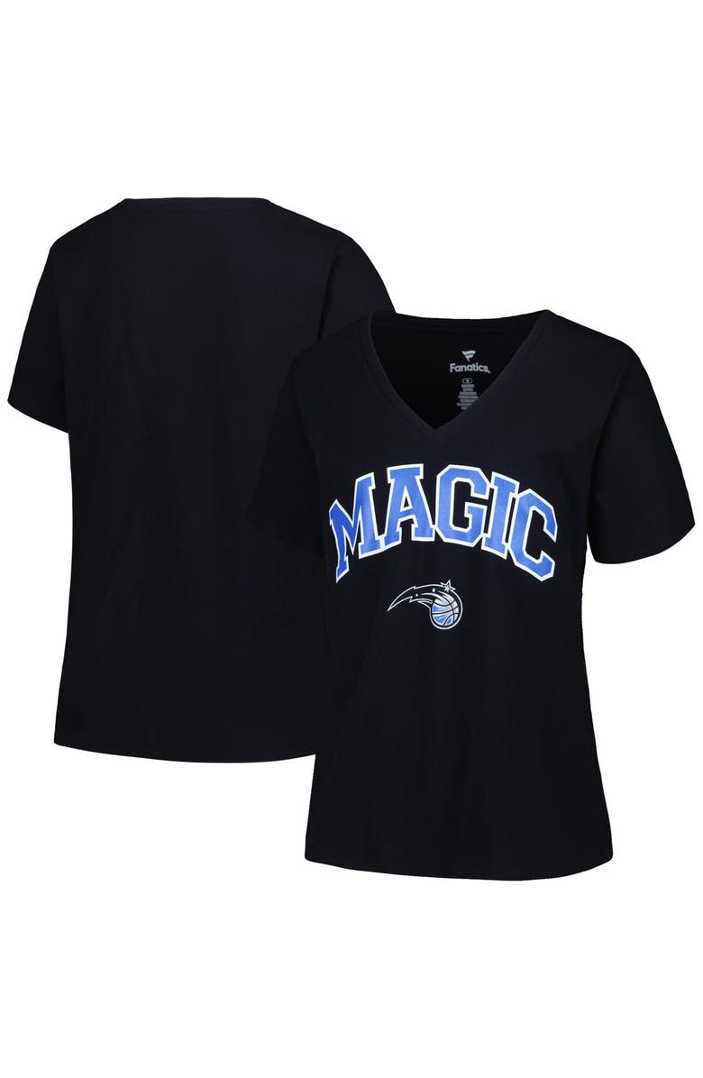 PROFILE Women's Profile Black Orlando Magic Plus Size Arch Over Logo V-Neck T-Shirt, Alternate, color, Black