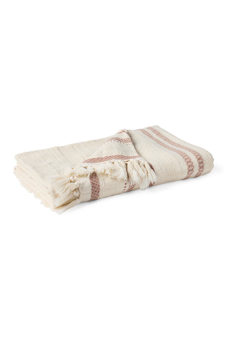 Bonita Organic Cotton Throw Blanket, Main, color, UNDYED W/ PRALINE