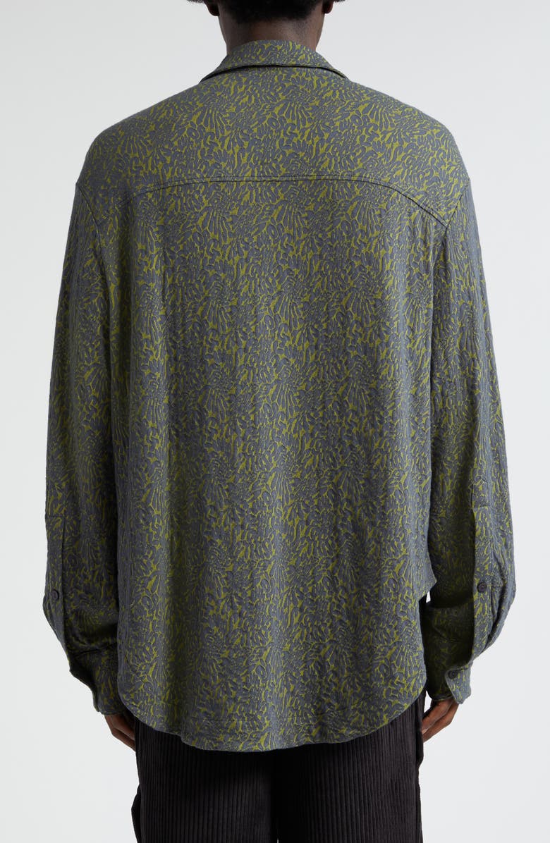 Eckhaus Latta Who's Paying For All This Shrunken Cotton Blend Button-Up Shirt, Alternate, color,