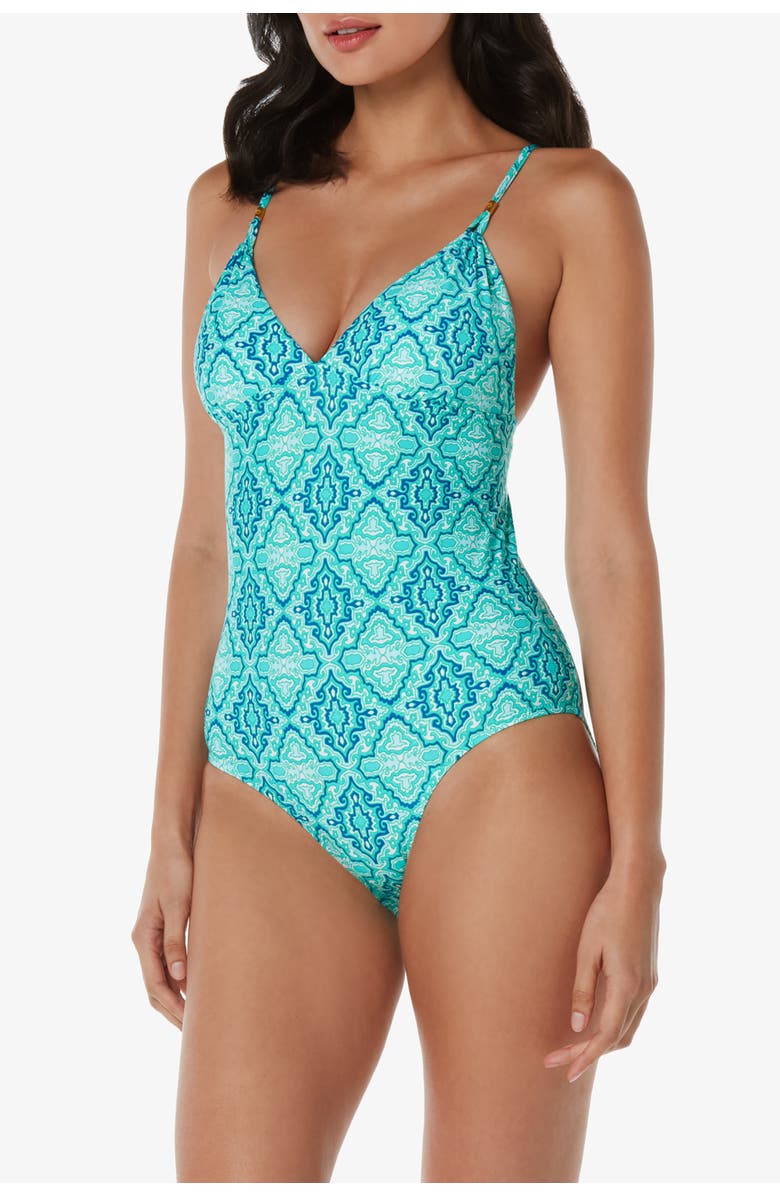 HELEN JON Tie Back One-Piece, Alternate, color, Marbella Tile