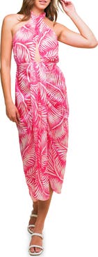 FLYING TOMATO Print Halter Midi Dress