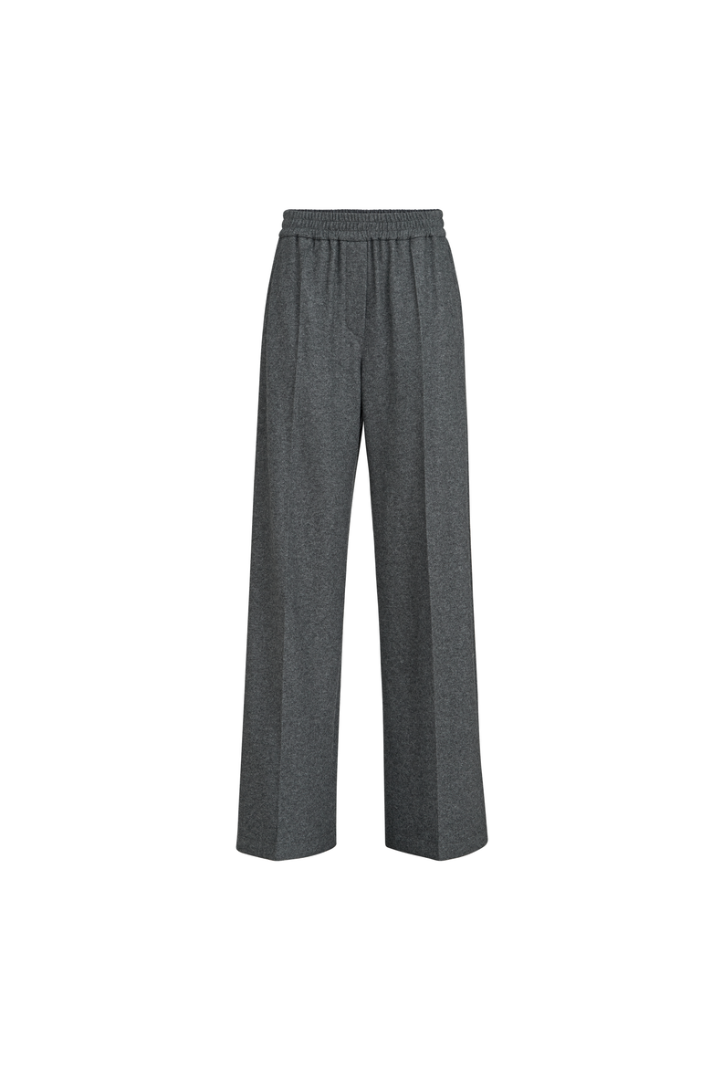 Cashmere jersey pleated wide track trousers, Alternate, color, Anthracite