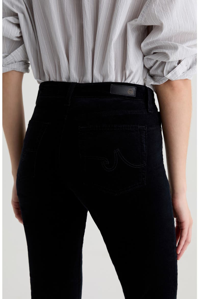 Mari Mid Rise Slim Straight Leg Velvet Jeans, Alternate, color, SUPER BLACK