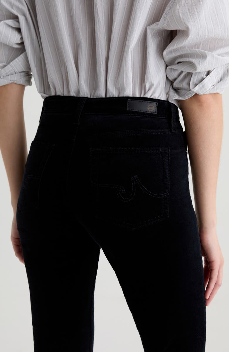 AG Mari Mid Rise Slim Straight Leg Velvet Jeans, Alternate, color, Super Black