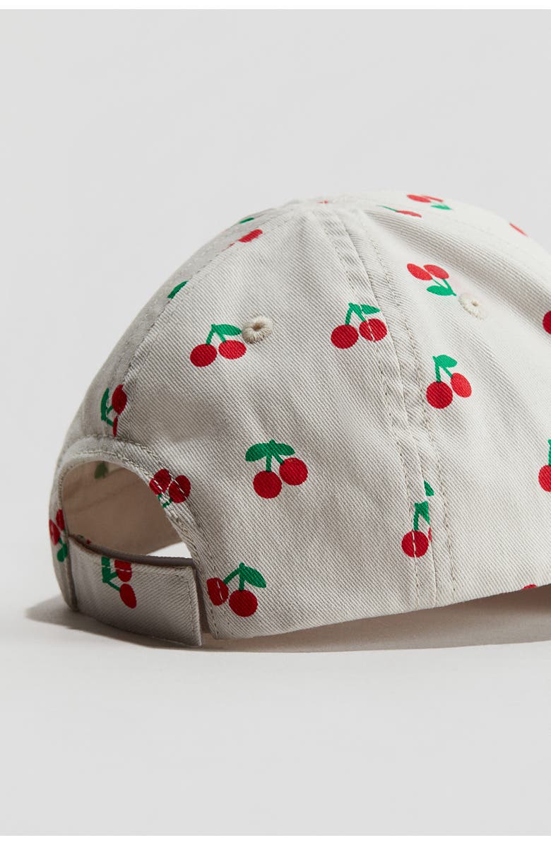 H&M Printed Cotton Cap, Alternate, color, White/Cherries