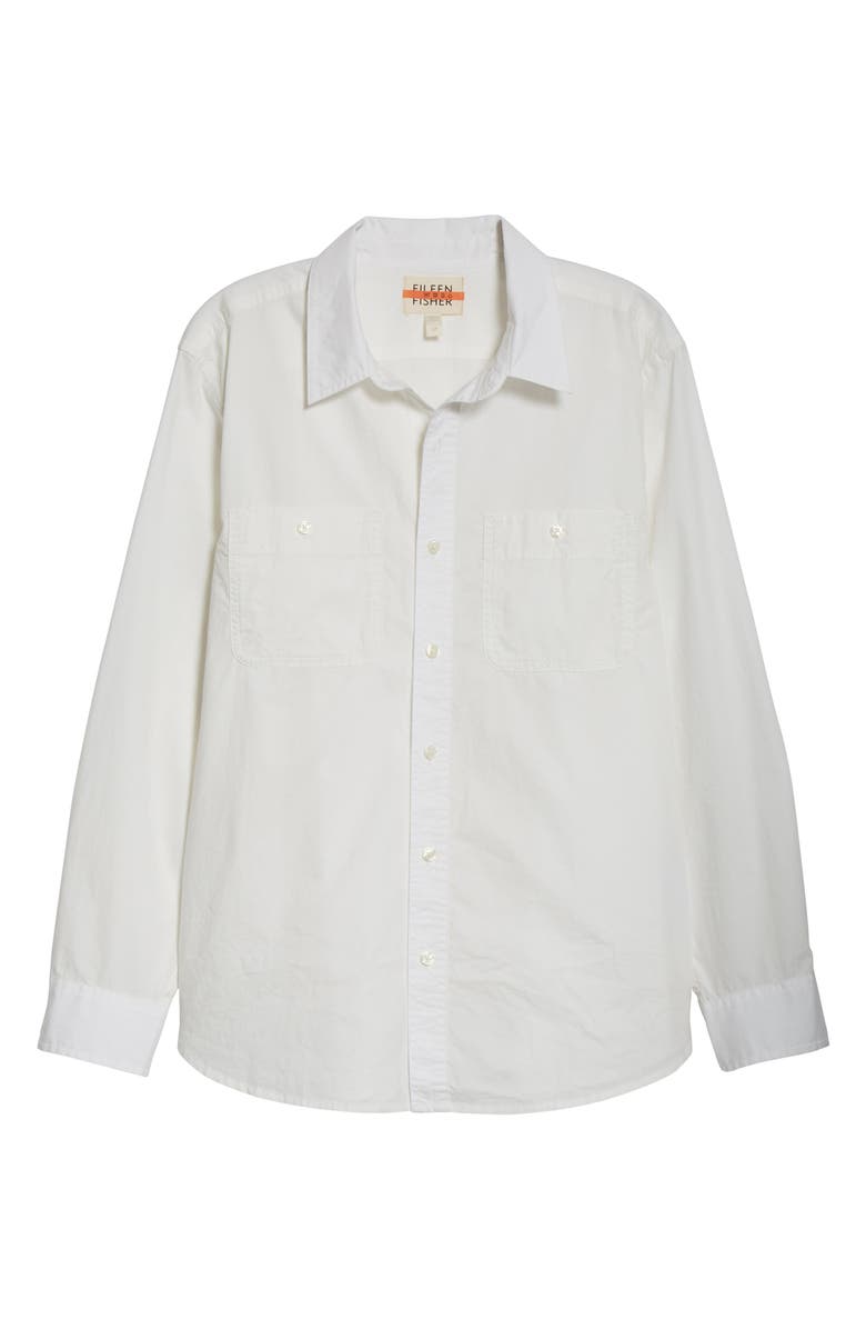 Eileen Fisher Organic Cotton Poplin Button-Up Shirt, Main, color,