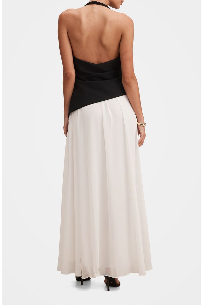 Elise Halter Neck Mixed Media Dress, Alternate, color, MONOCHROME