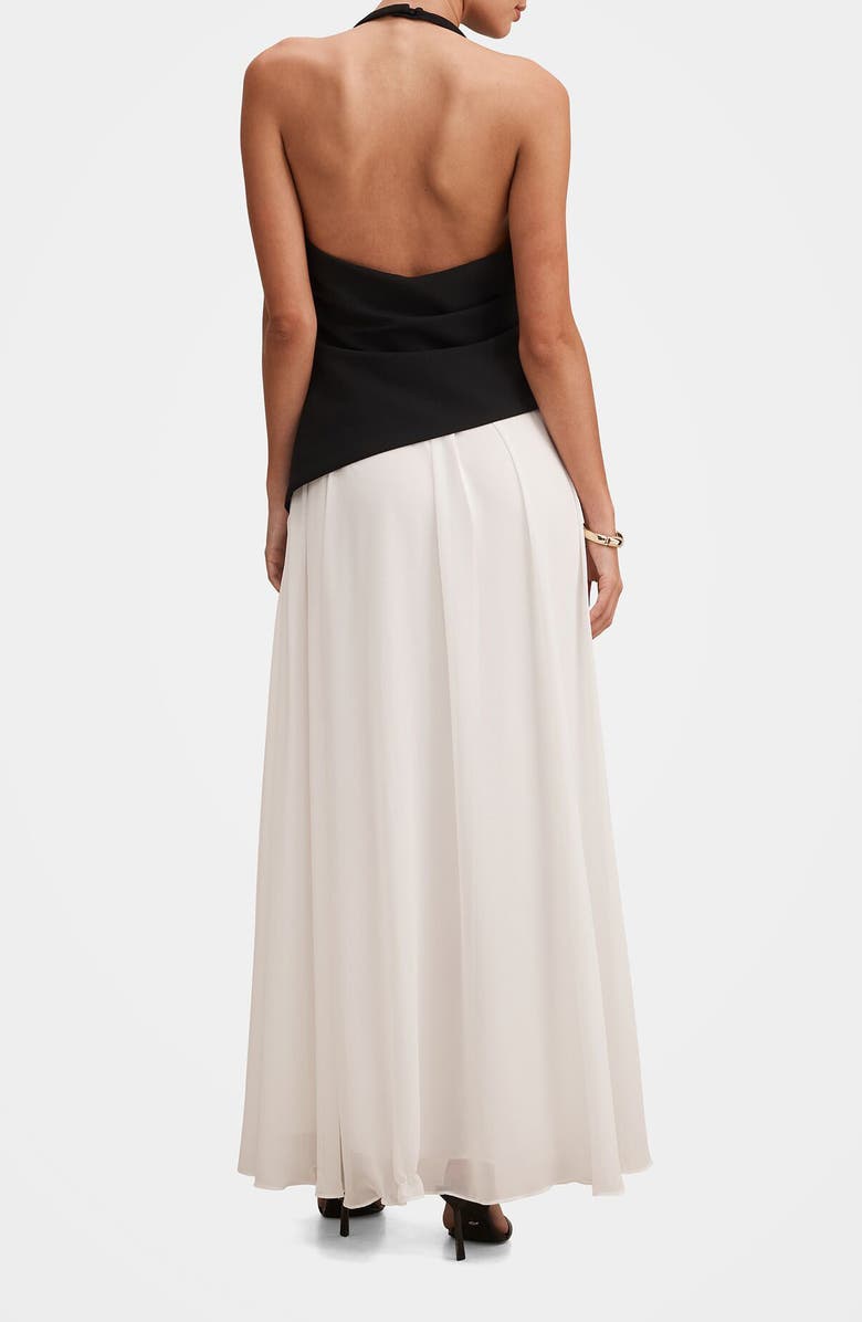 Ever New Elise Halter Neck Mixed Media Dress, Alternate, color, Monochrome