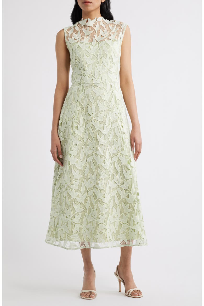 Eris Lace Midi Dress, Main, color, GREEN