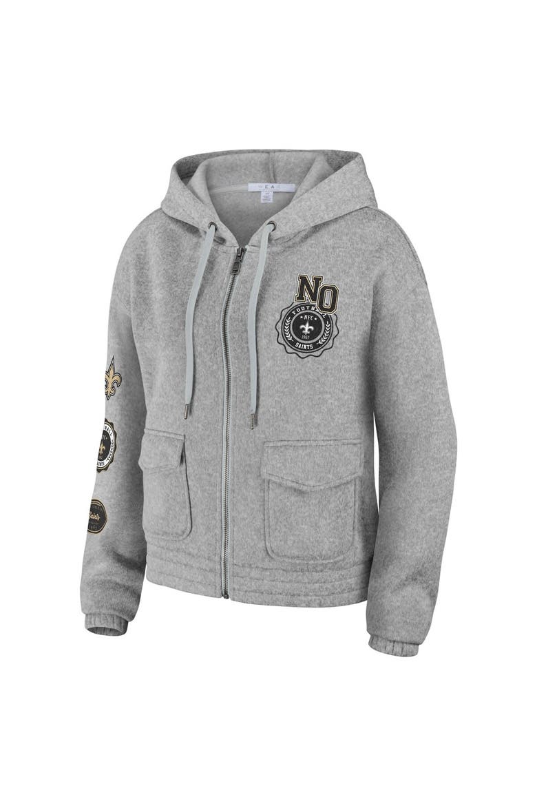 Women's WEAR by Erin Andrews Heather Gray New Orleans Saints Full-Zip Hoodie, Alternate, color, Heather Gray