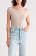 Vigoss Off the Shoulder Ribbed Sweater Top