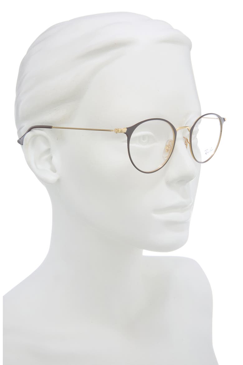 Unisex 47mm Round Optical Glasses, Alternate, color, BROWN GOLD