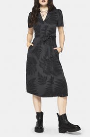 Disturbia Ruin Fern Button Midi Shirt Dress