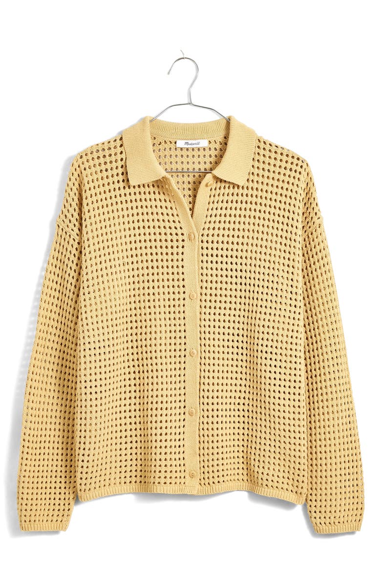 Madewell Open Stitch Polo Cardigan, Alternate, color,