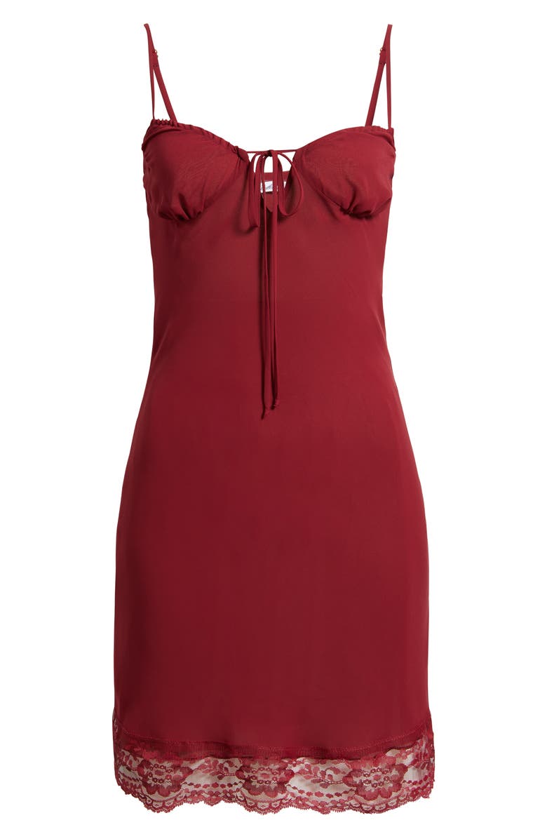 Bella Venice Taylah Lace Trim Mini Slipdress, Alternate, color, Burgundy