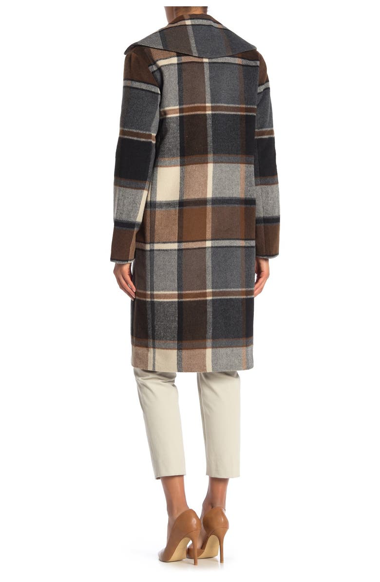 Kensie Plaid Notch Lapel Coat, Alternate, color, 