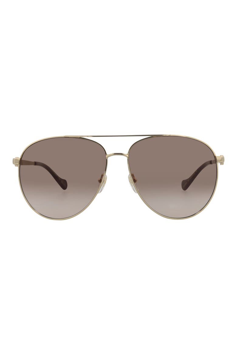 61mm Pilot Sunglasses, Main, color, GOLD GOLD BROWN