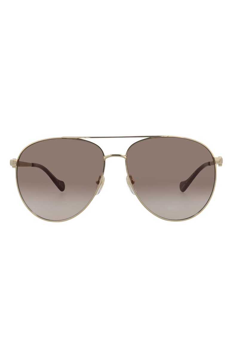 Gucci 61mm Pilot Sunglasses, Main, color, Gold Gold Brown