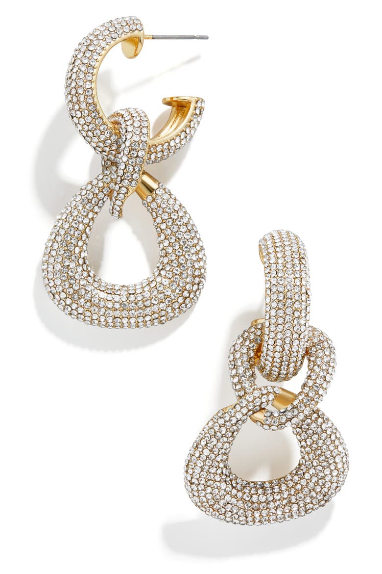 Gemma Pavé Crystal Link Drop Earrings, Main, color, GOLD