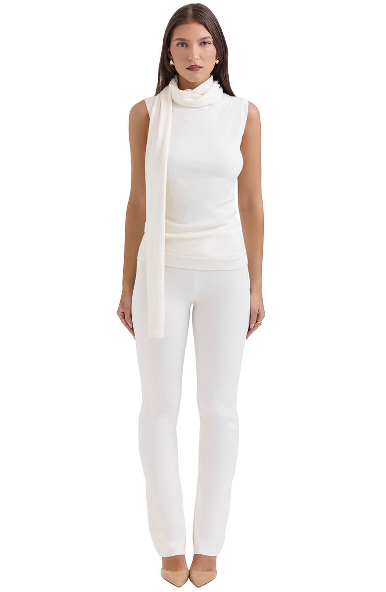 HOUSE OF CB Clementine Sleeveless Drape Top with Scarf Detail, Alternate, color, Ivory