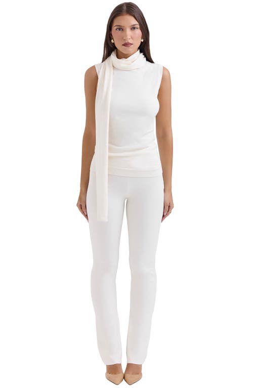 Shop House Of Cb Clementine Sleeveless Drape Top With Scarf Detail In Ivory