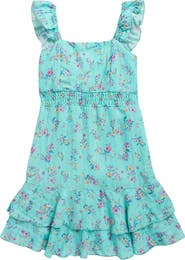 Ava & Yelly Kids' Ruffle Floral Print Dress