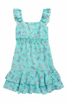 Ava & Yelly Kids' Ruffle Floral Print Dress