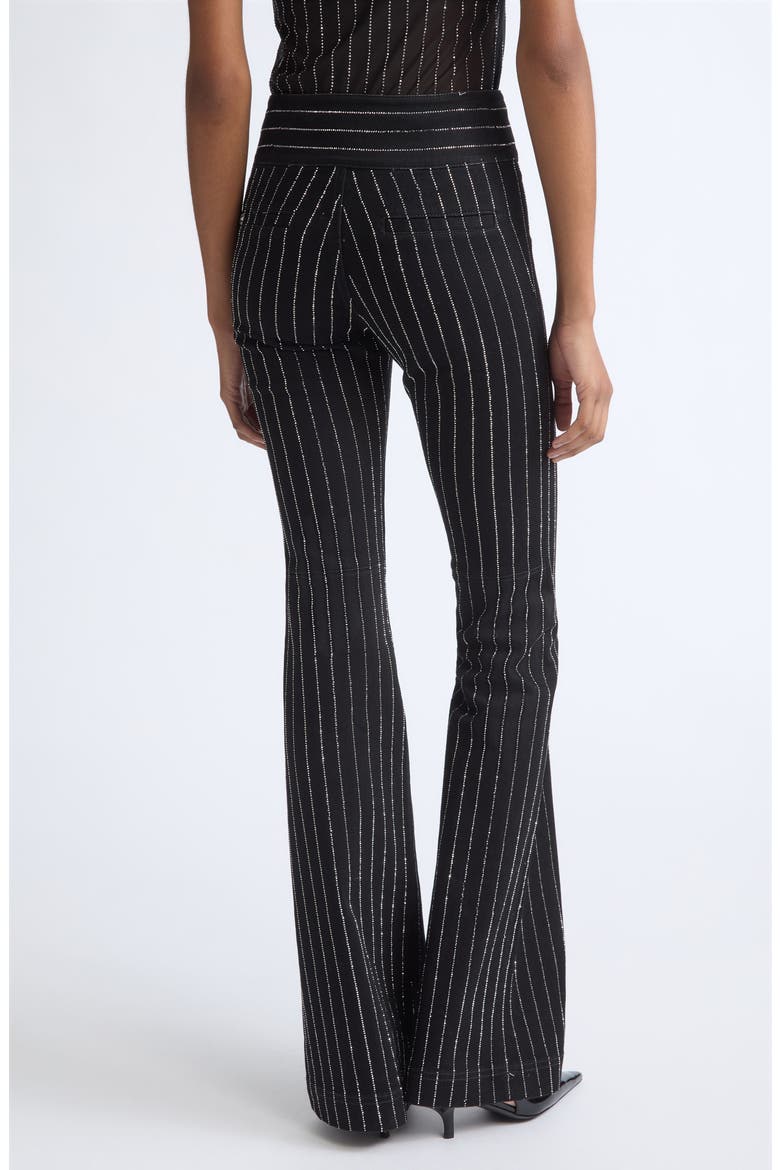 Crystal Embellished High Waist Flare Leg Pants, Alternate, color, BLACK/ CLEAR CRYSTAL