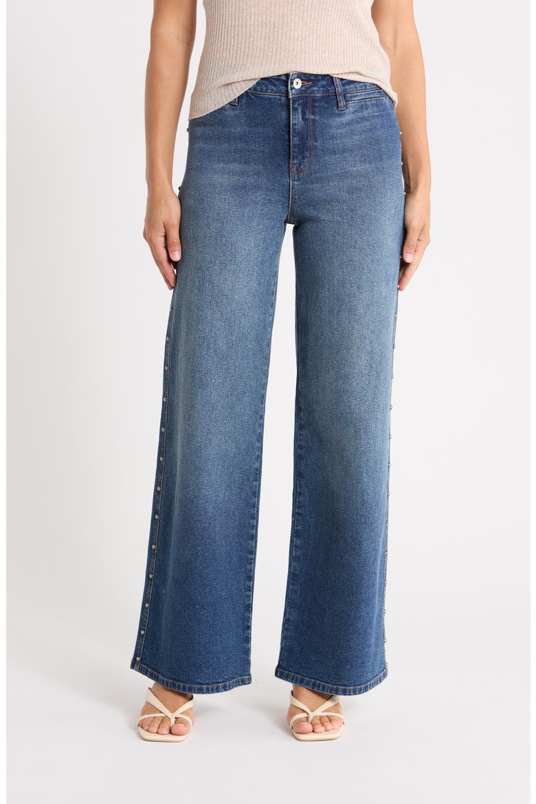Studded Wide Leg Jeans, Main, color, REWIND BLUE