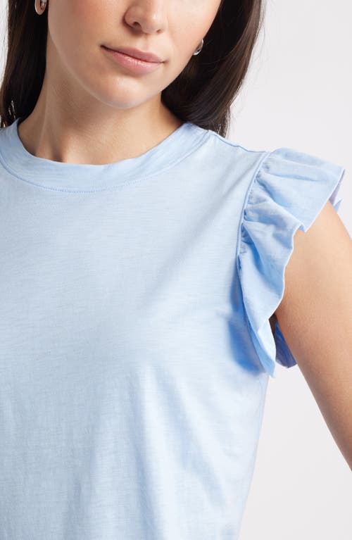 Caslonr Caslon(r) Ruffle Sleeveless Pima Cotton Top In Blue